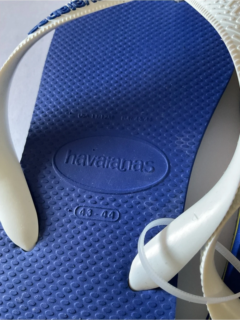 HAVAIANAS MENS FLIP FLOPS BLUE WITH WHITE SIZE 11/12 NWOT EU 45-46